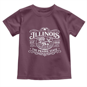 Illinois State Pride Toddler T Shirt The Prairie State Souvenir Gift TS12 Maroon Print Your Wear