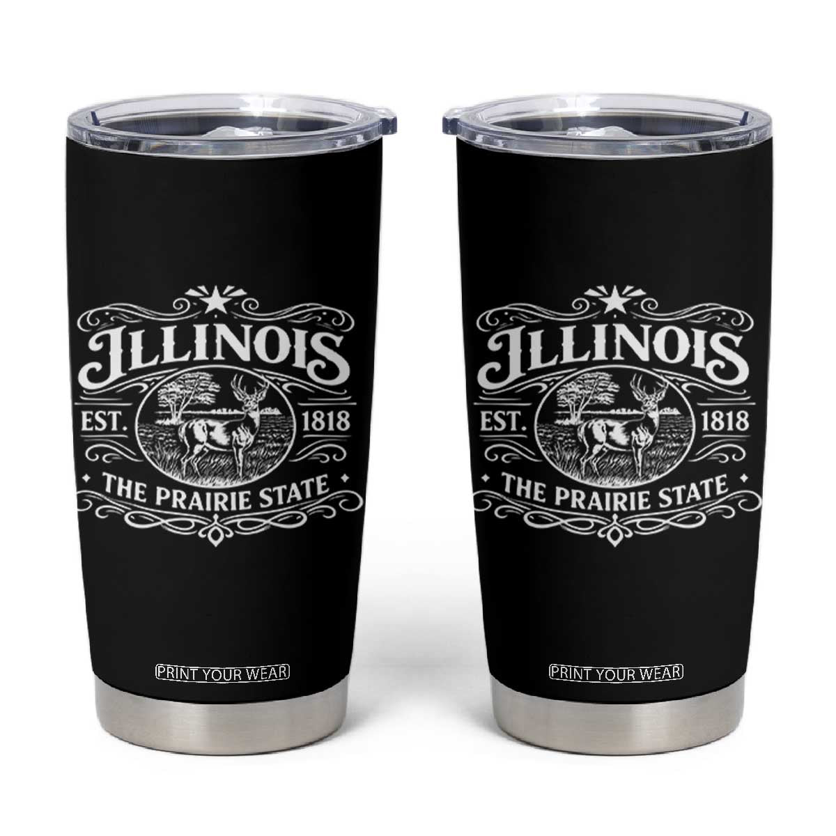 Illinois State Pride Tumbler Cup The Prairie State Souvenir Gift TS12 Black Print Your Wear