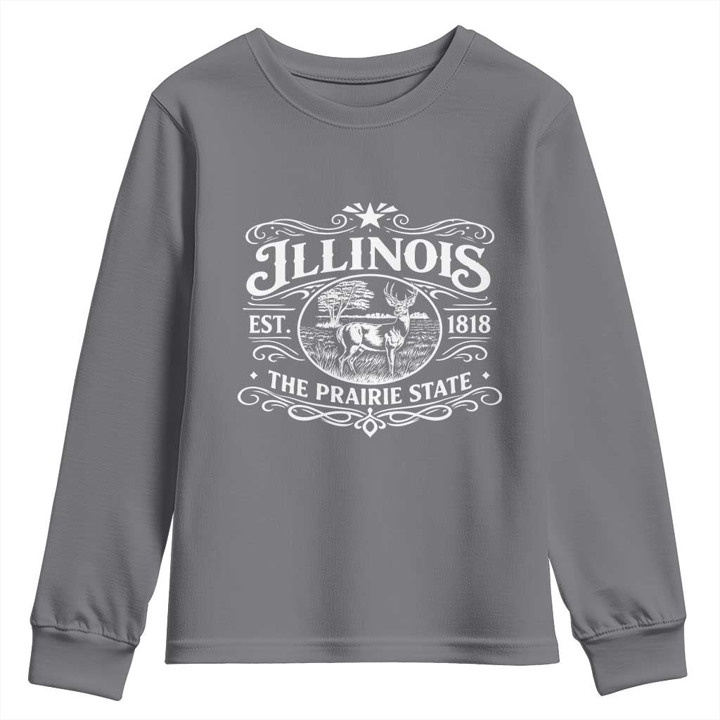 Illinois State Pride Youth Sweatshirt The Prairie State Souvenir Gift TS12 Charcoal Print Your Wear
