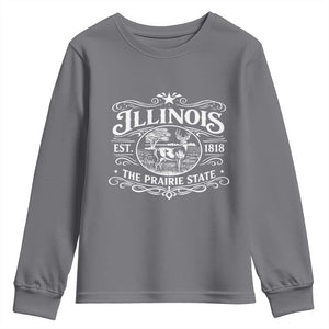 Illinois State Pride Youth Sweatshirt The Prairie State Souvenir Gift TS12 Charcoal Print Your Wear