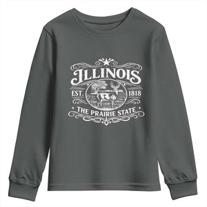 Illinois State Pride Youth Sweatshirt The Prairie State Souvenir Gift TS12 Dark Heather Print Your Wear