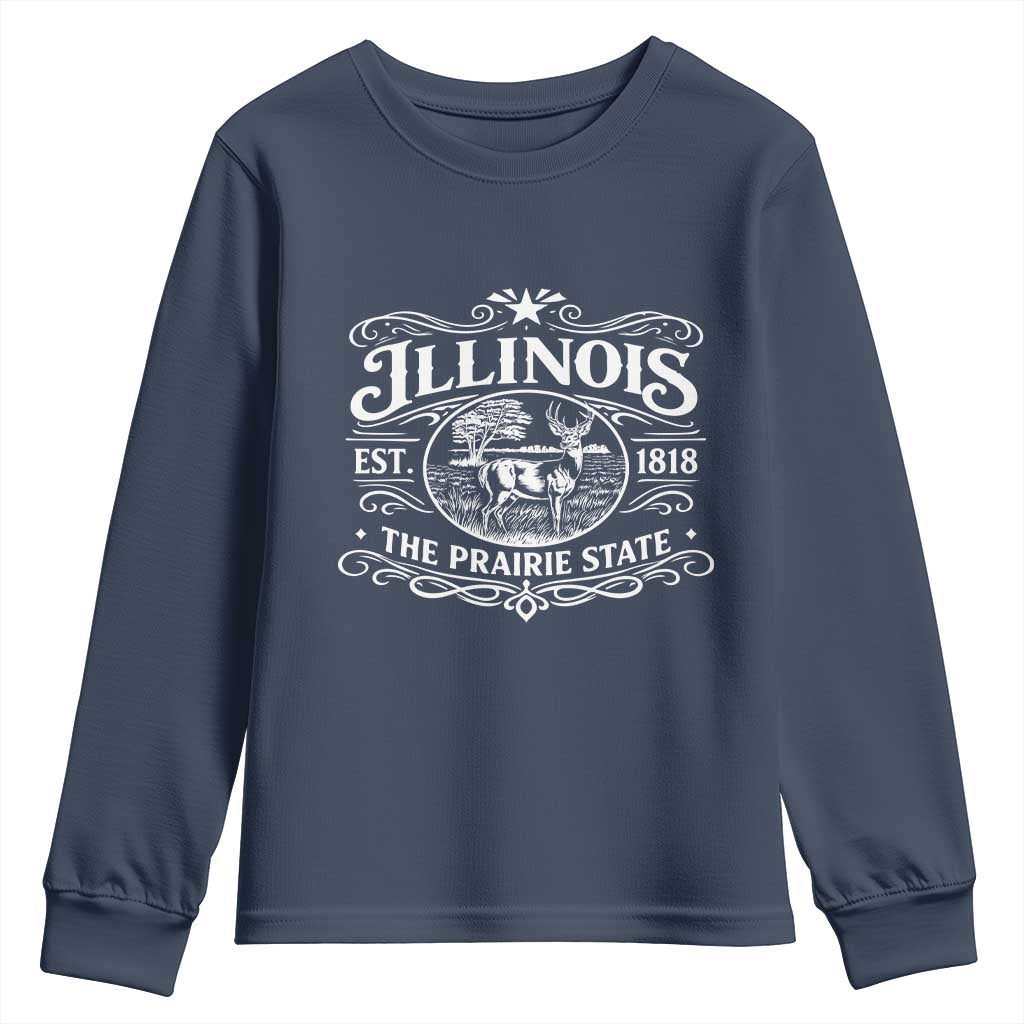 Illinois State Pride Youth Sweatshirt The Prairie State Souvenir Gift TS12 Navy Print Your Wear