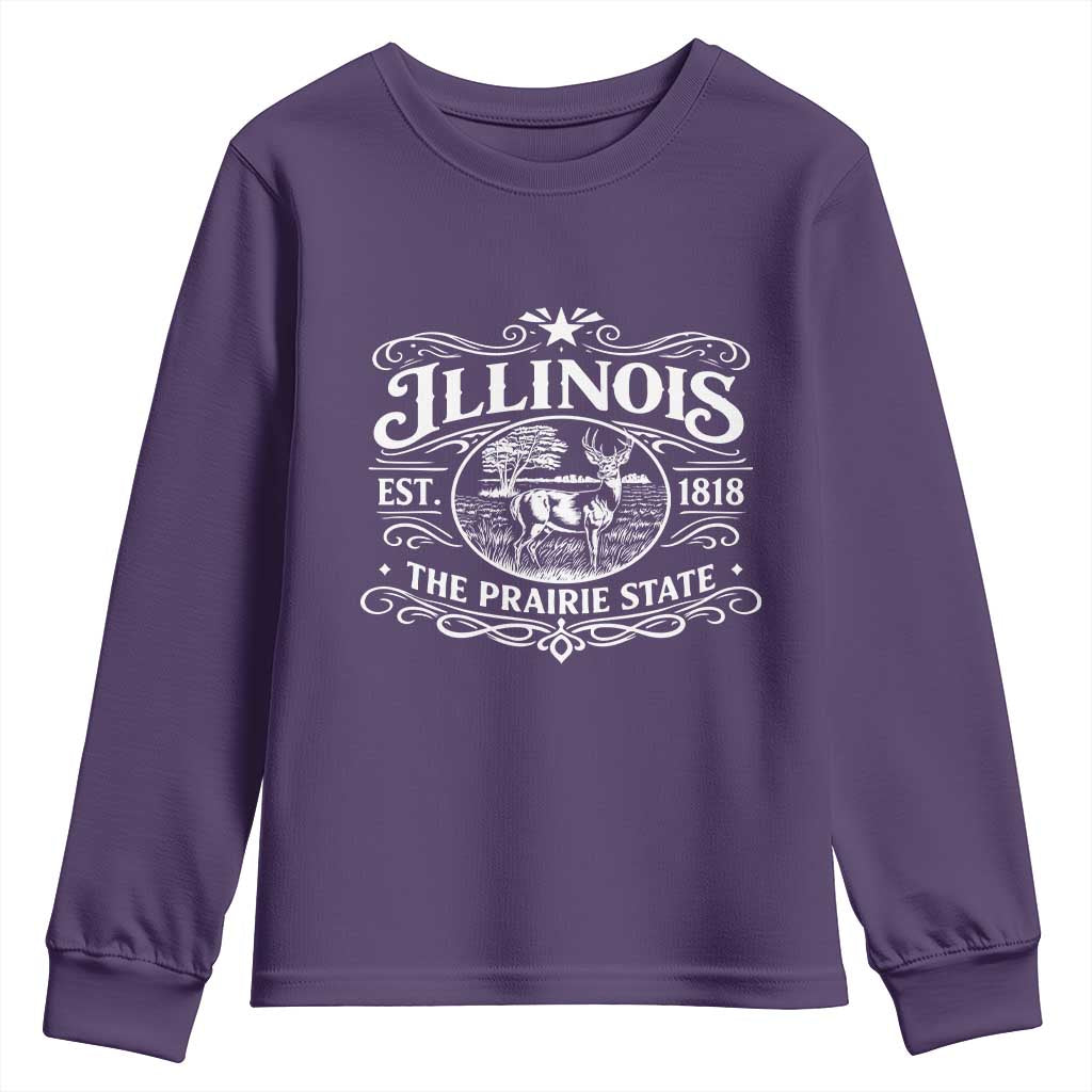 Illinois State Pride Youth Sweatshirt The Prairie State Souvenir Gift TS12 Purple Print Your Wear