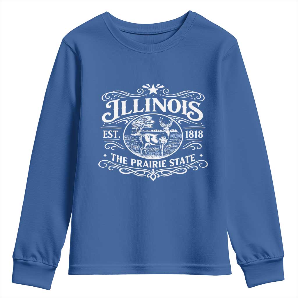 Illinois State Pride Youth Sweatshirt The Prairie State Souvenir Gift TS12 Royal Blue Print Your Wear
