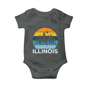 Vintage Illinois Mountain Forest Baby Onesie Nature Adventure Gift TS12 Dark Heather Print Your Wear