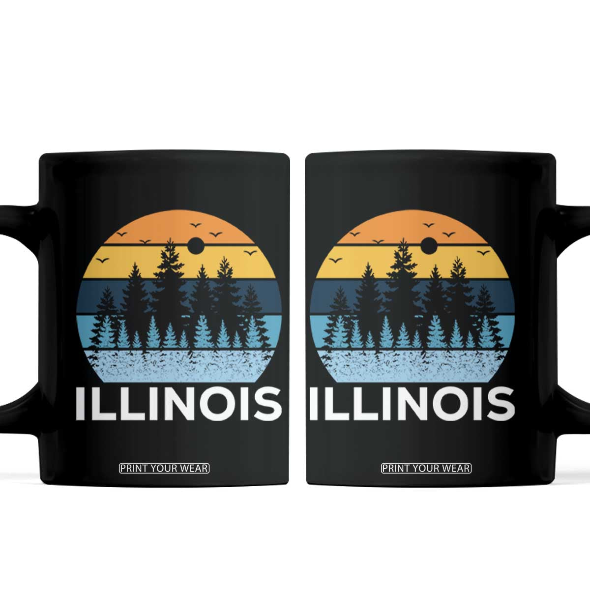 Vintage Illinois Mountain Forest Coffee Mug Nature Adventure Gift TS12 Black Print Your Wear
