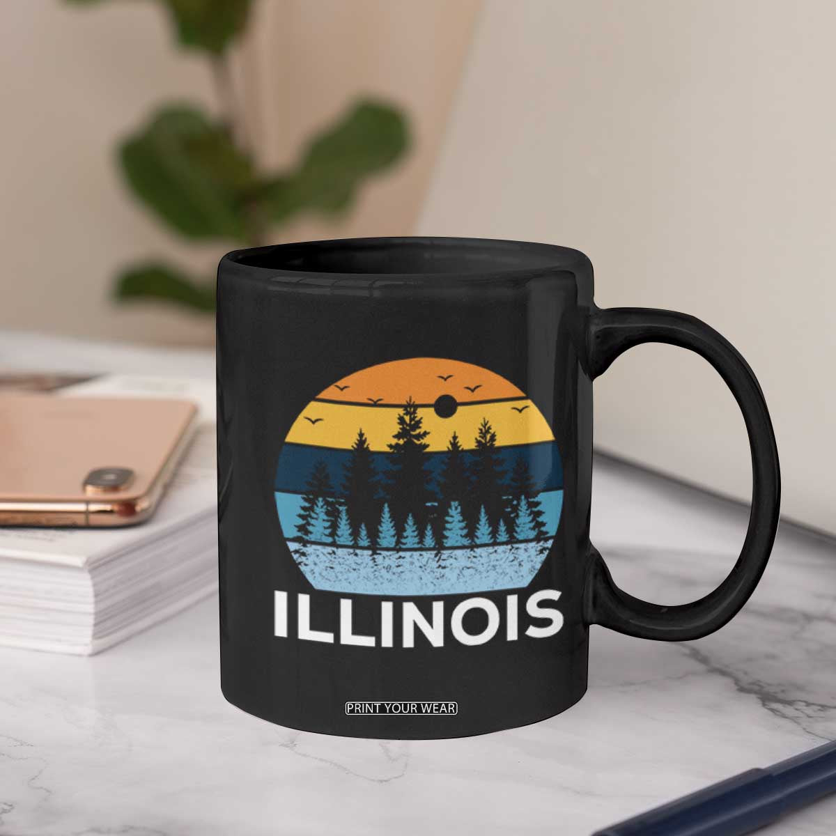 Vintage Illinois Mountain Forest Coffee Mug Nature Adventure Gift TS12 Print Your Wear