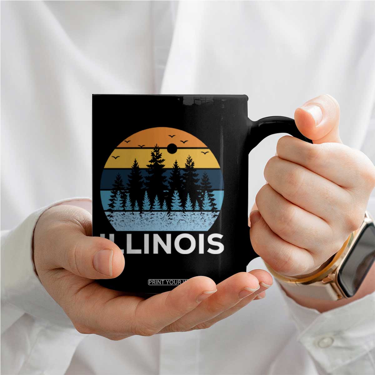 Vintage Illinois Mountain Forest Coffee Mug Nature Adventure Gift TS12 Print Your Wear