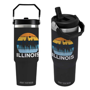 Vintage Illinois Mountain Forest Flip Straw Tumbler Nature Adventure Gift TS12 One Size: 30 oz Black Print Your Wear