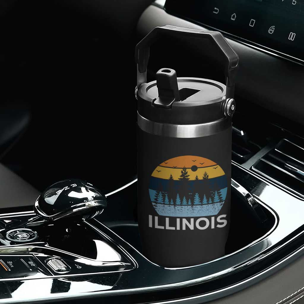 Vintage Illinois Mountain Forest Flip Straw Tumbler Nature Adventure Gift TS12 Print Your Wear