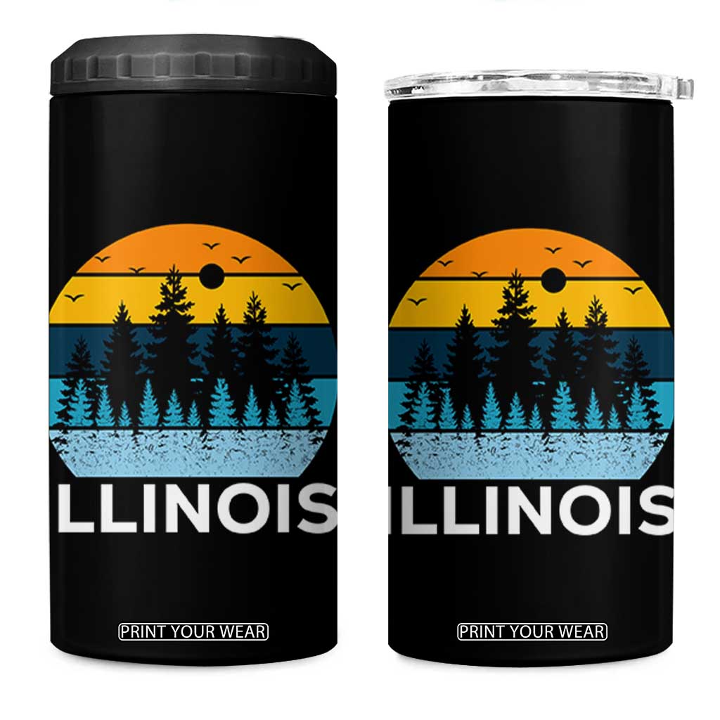 Vintage Illinois Mountain Forest 4 in 1 Can Cooler Tumbler Nature Adventure Gift TS12 One Size: 16 oz Black Print Your Wear