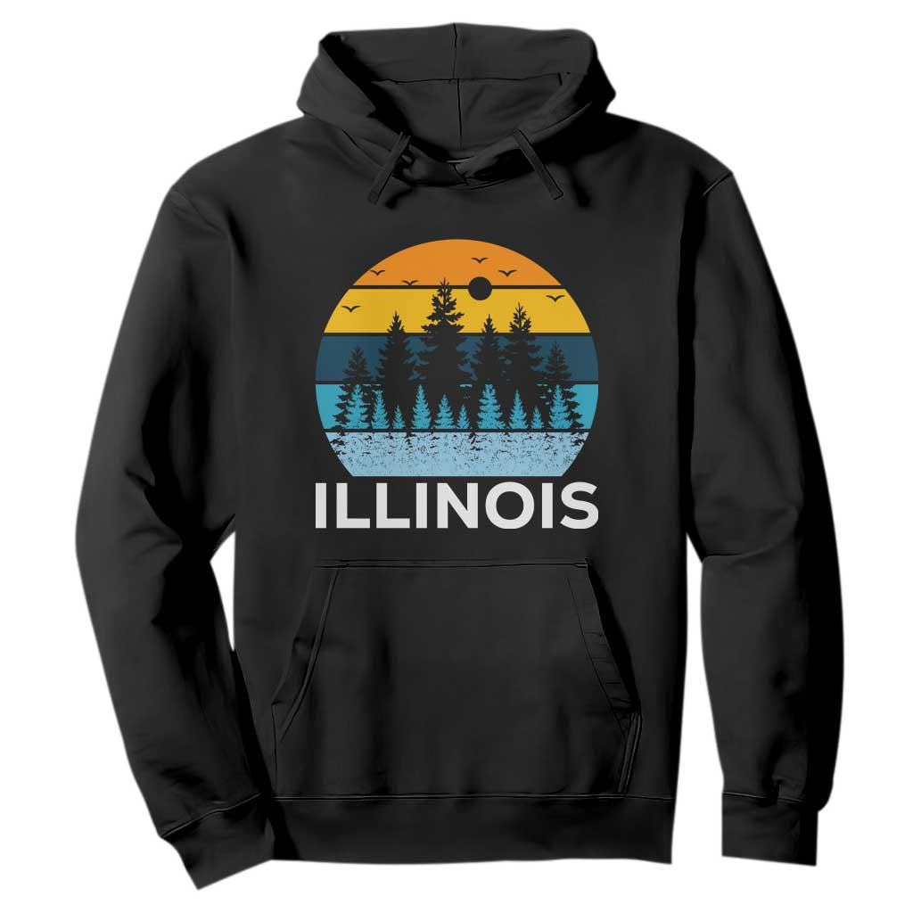 Vintage Illinois Mountain Forest Hoodie Nature Adventure Gift TS12 Black Print Your Wear