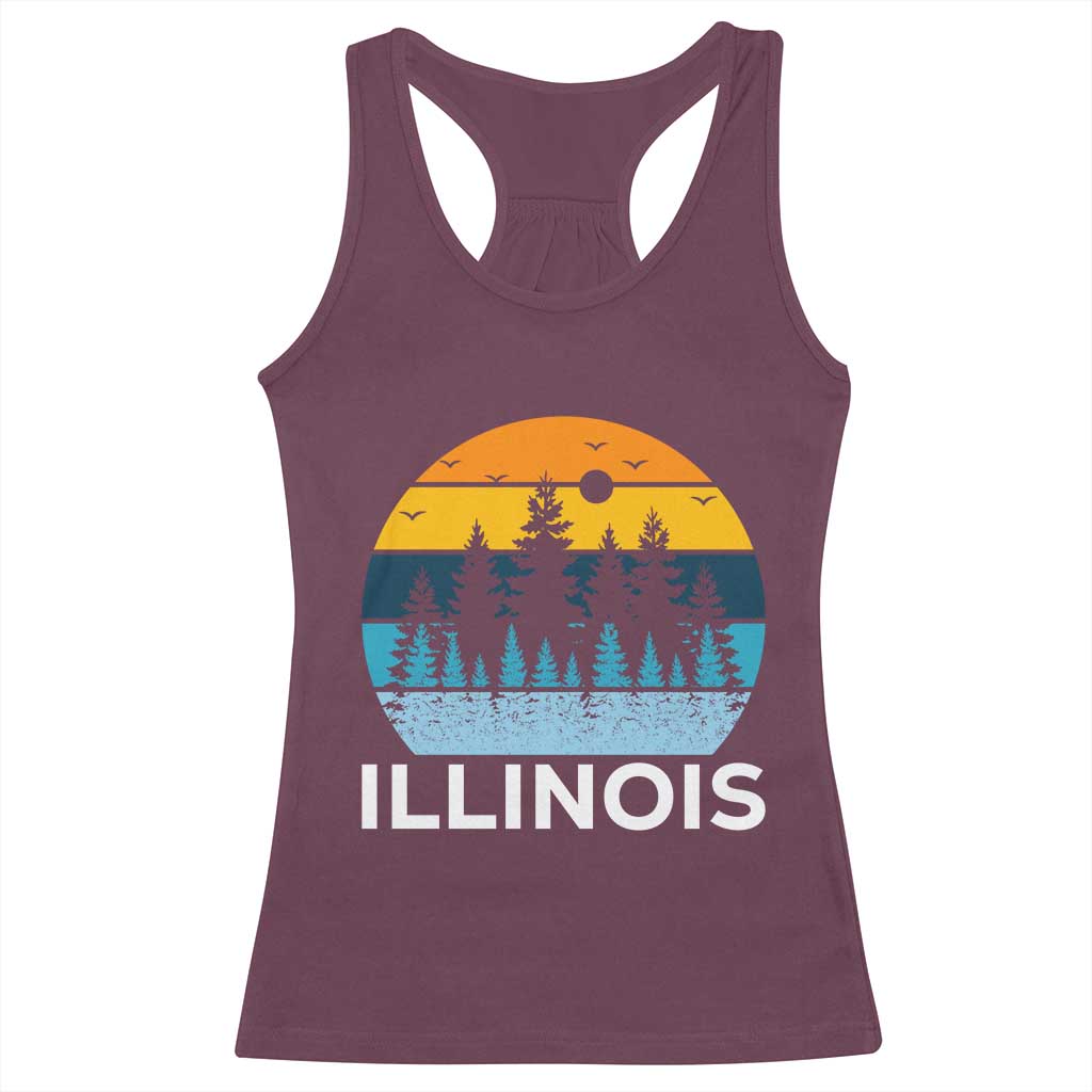 Vintage Illinois Mountain Forest Racerback Tank Top Nature Adventure Gift TS12 Maroon Print Your Wear
