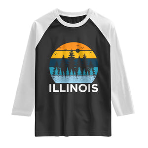 Vintage Illinois Mountain Forest Raglan Shirt Nature Adventure Gift TS12 Black White Print Your Wear