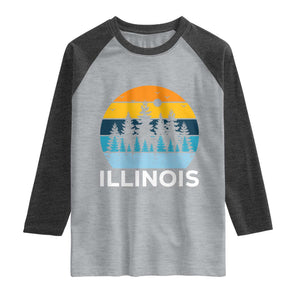 Vintage Illinois Mountain Forest Raglan Shirt Nature Adventure Gift TS12 Heather Gray Heather Charcoal Print Your Wear