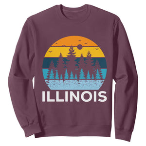 Vintage Illinois Mountain Forest Sweatshirt Nature Adventure Gift TS12 Maroon Print Your Wear