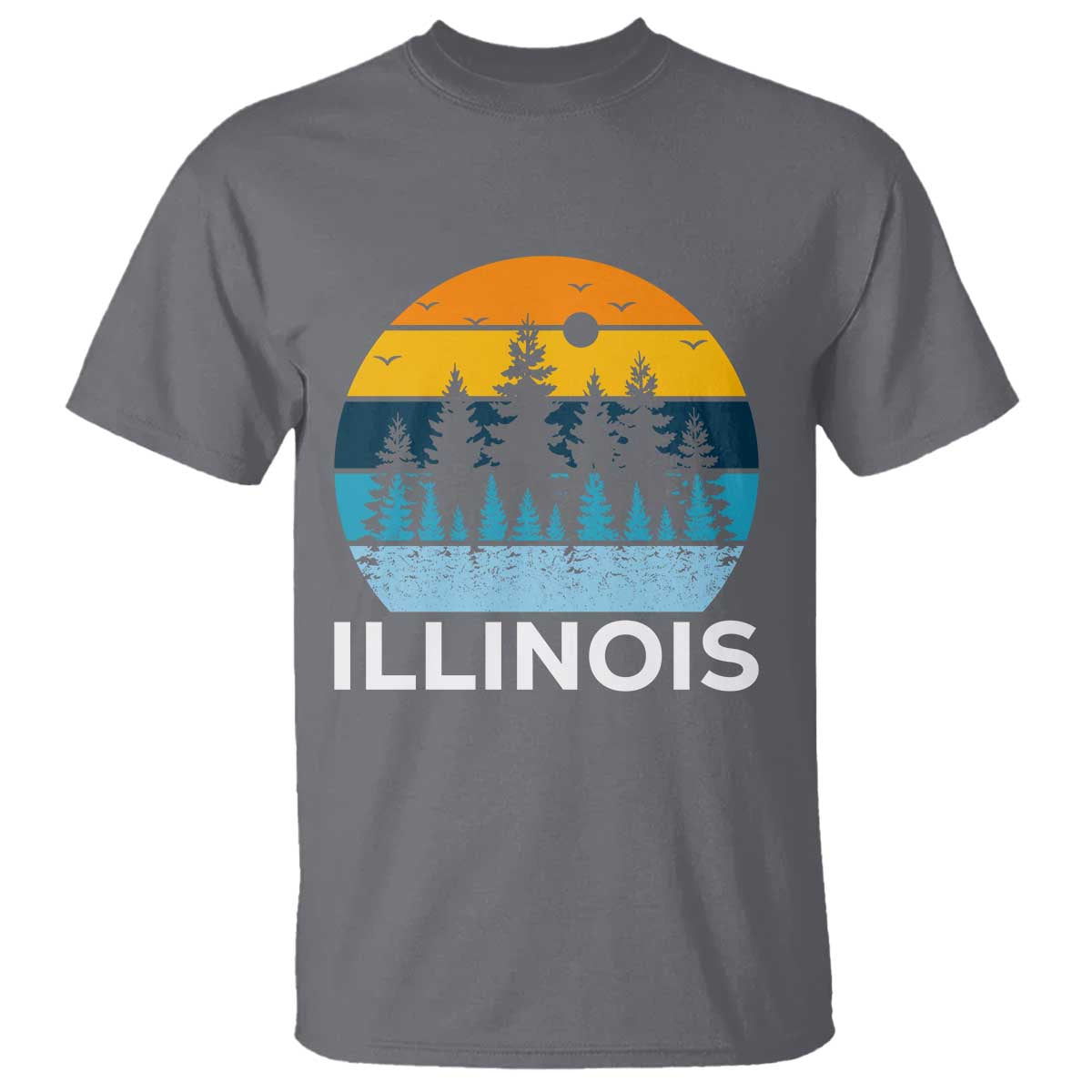 Vintage Illinois Mountain Forest T Shirt Nature Adventure Gift TS12 Charcoal Print Your Wear
