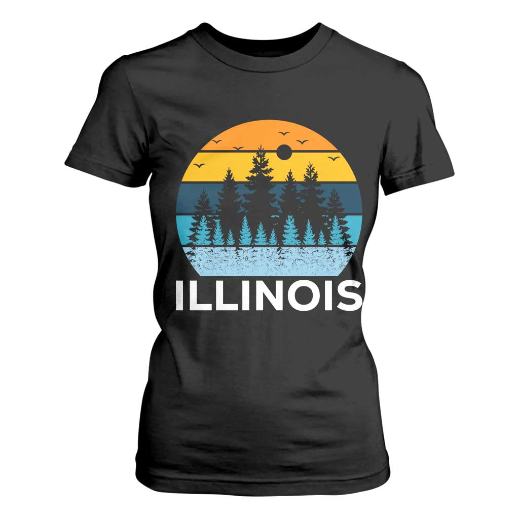 Vintage Illinois Mountain Forest T Shirt For Women Nature Adventure Gift TS12 Black Print Your Wear