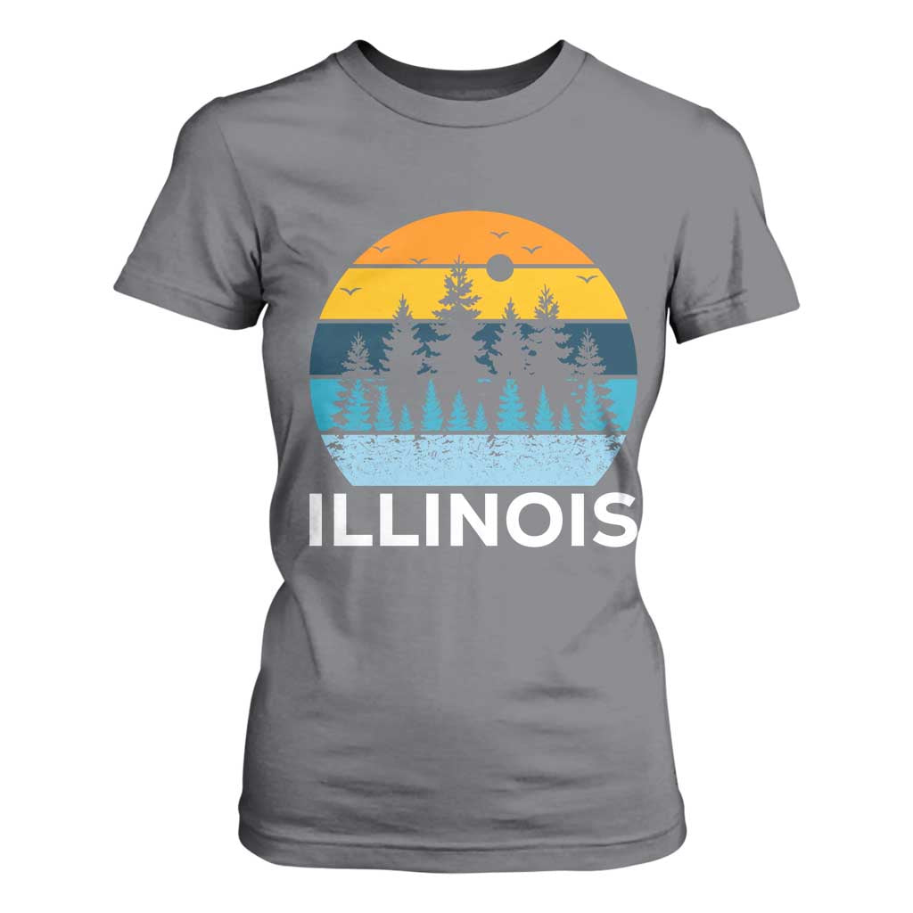 Vintage Illinois Mountain Forest T Shirt For Women Nature Adventure Gift TS12 Charcoal Print Your Wear