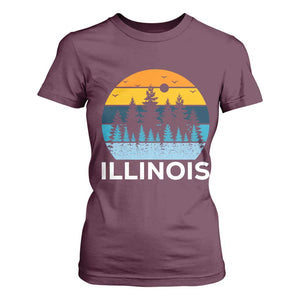 Vintage Illinois Mountain Forest T Shirt For Women Nature Adventure Gift TS12 Maroon Print Your Wear