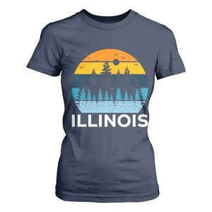 Vintage Illinois Mountain Forest T Shirt For Women Nature Adventure Gift TS12 Navy Print Your Wear
