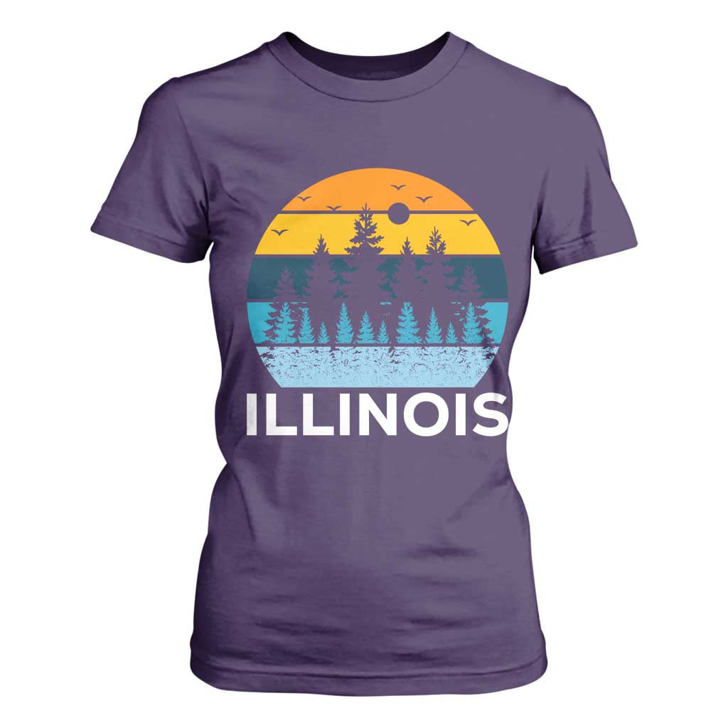 Vintage Illinois Mountain Forest T Shirt For Women Nature Adventure Gift TS12 Purple Print Your Wear