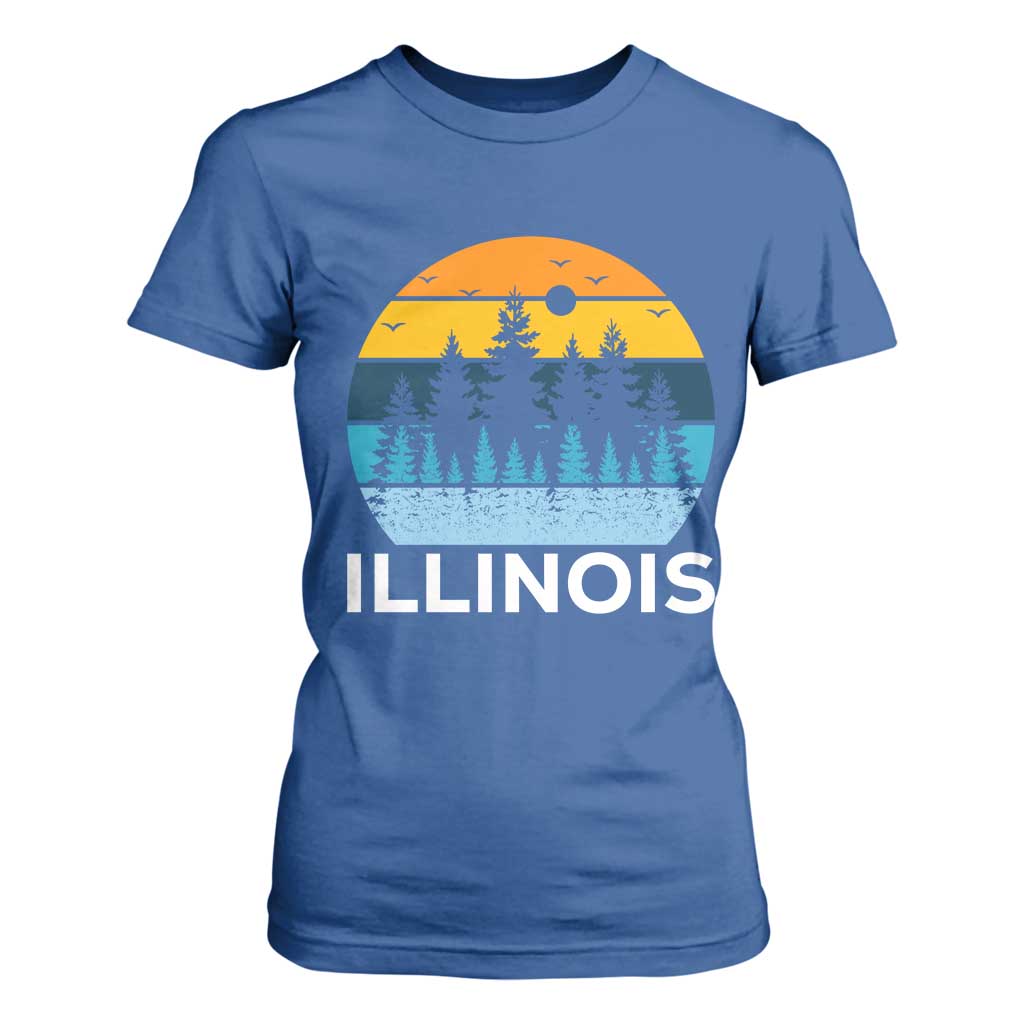 Vintage Illinois Mountain Forest T Shirt For Women Nature Adventure Gift TS12 Royal Blue Print Your Wear