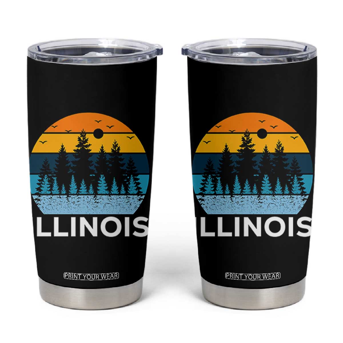 Vintage Illinois Mountain Forest Tumbler Cup Nature Adventure Gift TS12 Black Print Your Wear