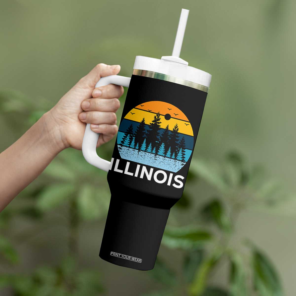 Vintage Illinois Mountain Forest Tumbler With Handle Nature Adventure Gift TS12 Print Your Wear