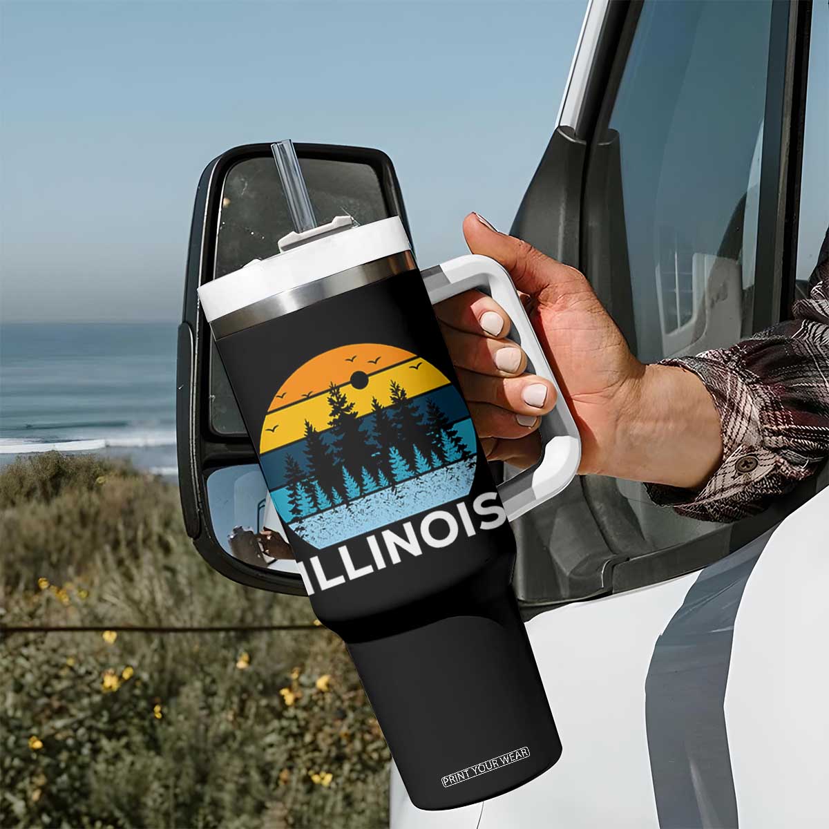 Vintage Illinois Mountain Forest Tumbler With Handle Nature Adventure Gift TS12 Print Your Wear