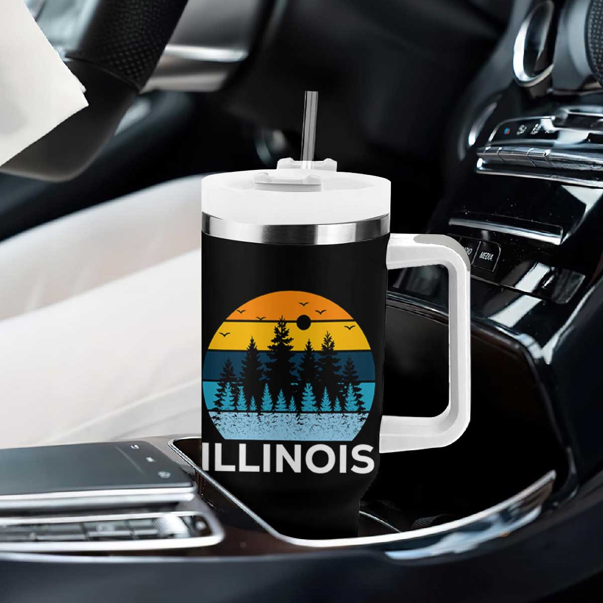 Vintage Illinois Mountain Forest Tumbler With Handle Nature Adventure Gift TS12 Print Your Wear