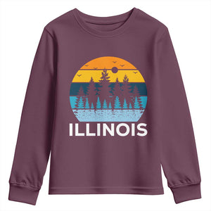 Vintage Illinois Mountain Forest Youth Sweatshirt Nature Adventure Gift TS12 Maroon Print Your Wear