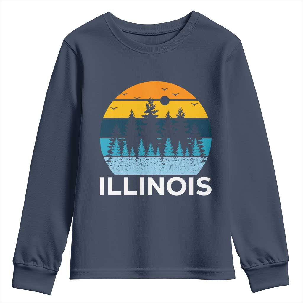 Vintage Illinois Mountain Forest Youth Sweatshirt Nature Adventure Gift TS12 Navy Print Your Wear