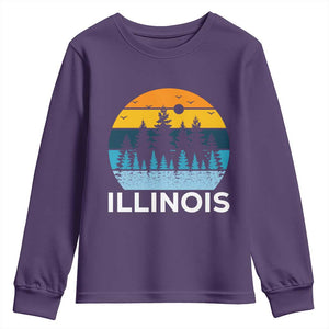 Vintage Illinois Mountain Forest Youth Sweatshirt Nature Adventure Gift TS12 Purple Print Your Wear