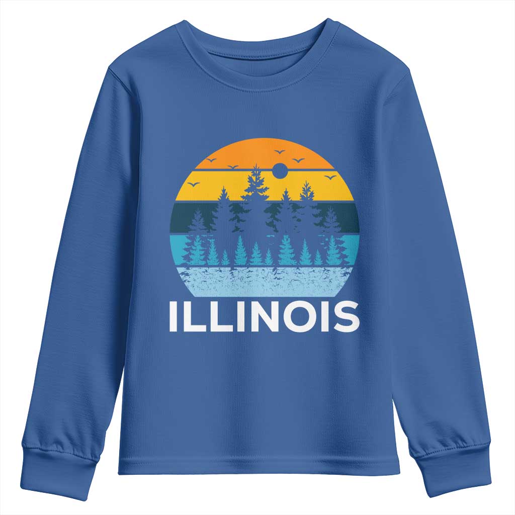 Vintage Illinois Mountain Forest Youth Sweatshirt Nature Adventure Gift TS12 Royal Blue Print Your Wear
