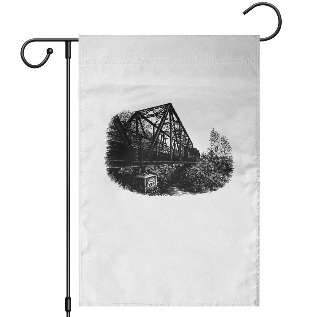 Mother Road Adventure Graphic Garden Flag Vintage Route Highway 66 Bridge TS12 White Print Your Wear
