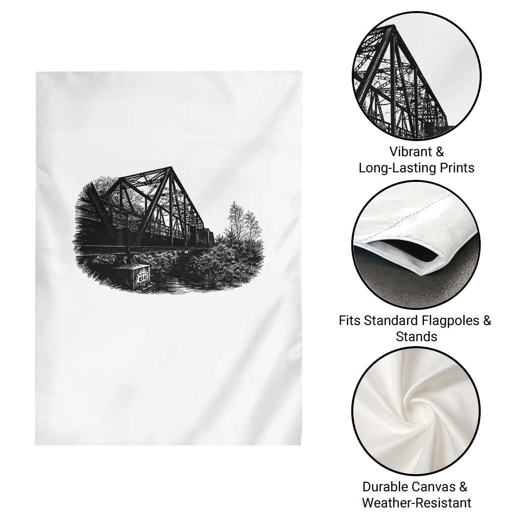 Mother Road Adventure Graphic Garden Flag Vintage Route Highway 66 Bridge TS12 Print Your Wear