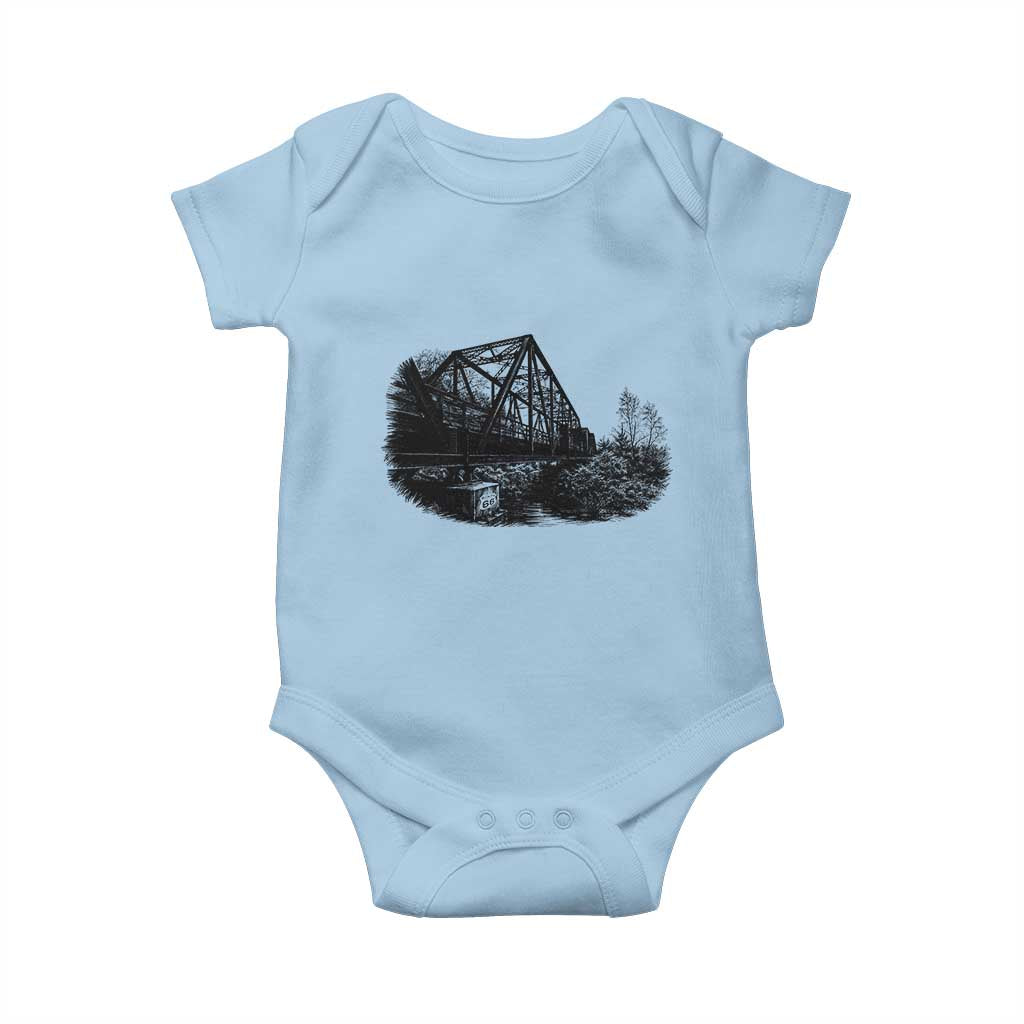Mother Road Adventure Graphic Baby Onesie Vintage Route Highway 66 Bridge TS12 Light Blue Print Your Wear