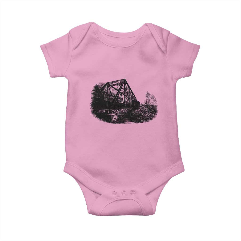 Mother Road Adventure Graphic Baby Onesie Vintage Route Highway 66 Bridge TS12 Light Pink Print Your Wear