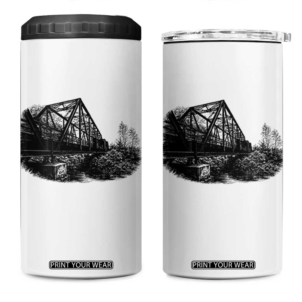 Mother Road Adventure Graphic 4 in 1 Can Cooler Tumbler Vintage Route Highway 66 Bridge TS12 One Size: 16 oz White Print Your Wear