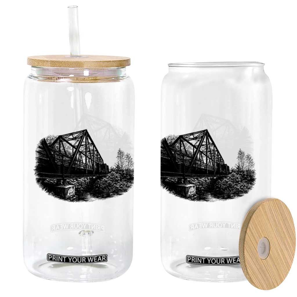 Mother Road Adventure Graphic Glass Can Vintage Route Highway 66 Bridge TS12 Print Your Wear