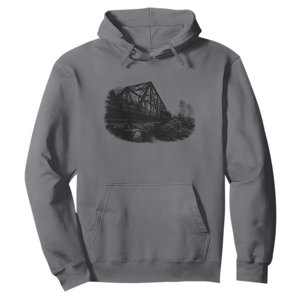Mother Road Adventure Graphic Hoodie Vintage Route Highway 66 Bridge TS12 Charcoal Print Your Wear
