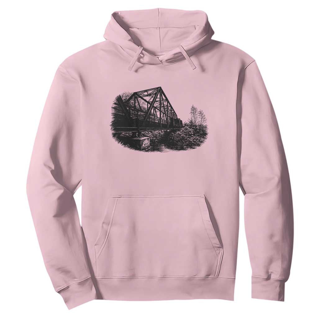 Mother Road Adventure Graphic Hoodie Vintage Route Highway 66 Bridge TS12 Light Pink Print Your Wear