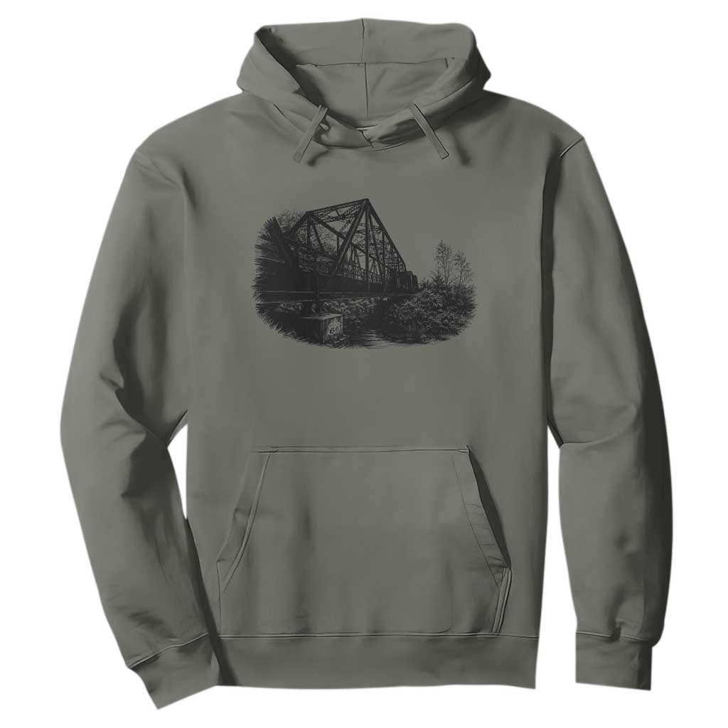 Mother Road Adventure Graphic Hoodie Vintage Route Highway 66 Bridge TS12 Military Green Print Your Wear
