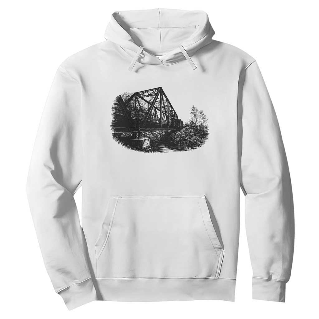 Mother Road Adventure Graphic Hoodie Vintage Route Highway 66 Bridge TS12 White Print Your Wear