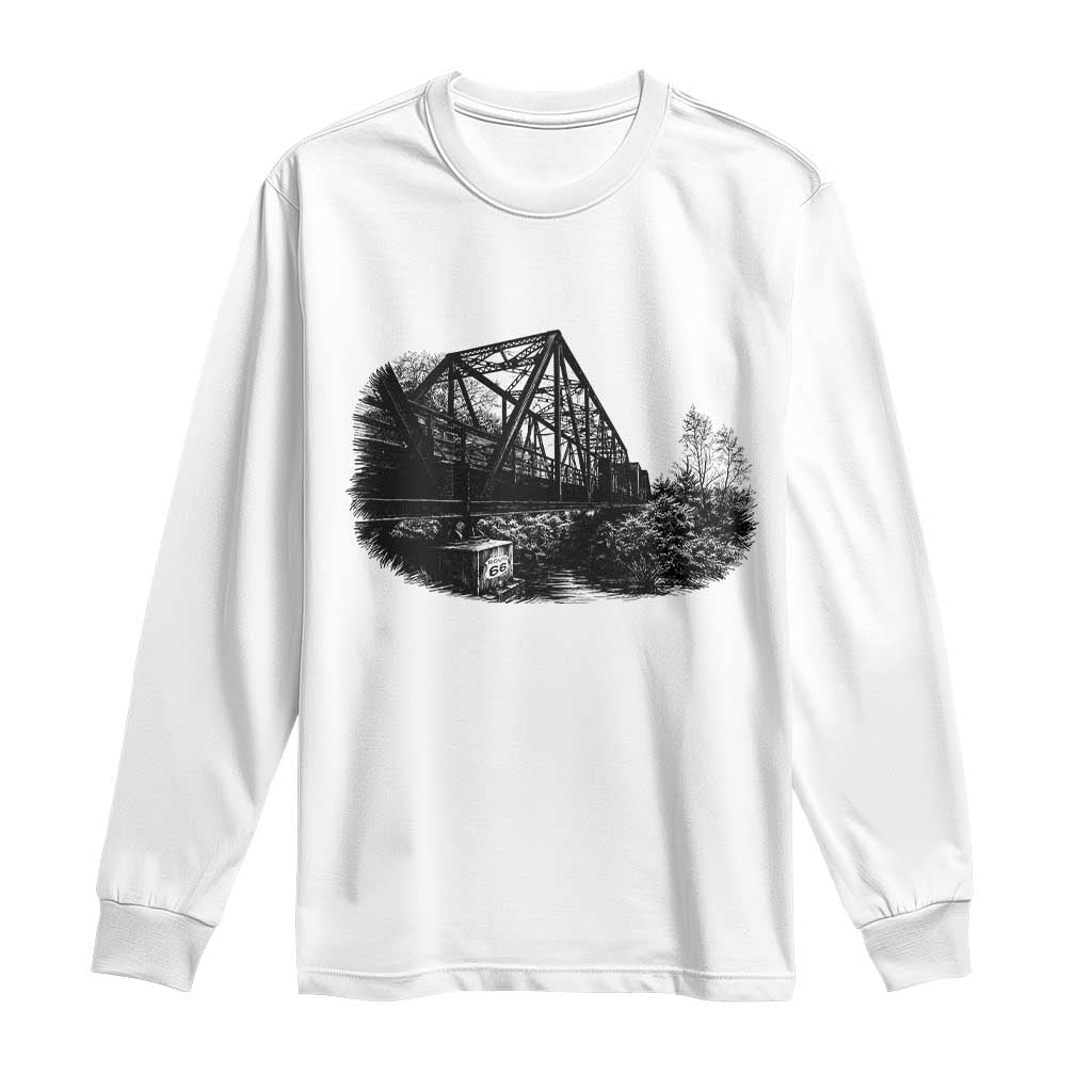Mother Road Adventure Graphic Long Sleeve Shirt Vintage Route Highway 66 Bridge TS12 White Print Your Wear