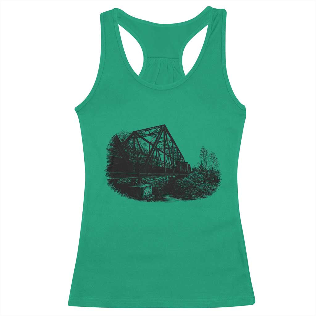 Mother Road Adventure Graphic Racerback Tank Top Vintage Route Highway 66 Bridge TS12 Irish Green Print Your Wear