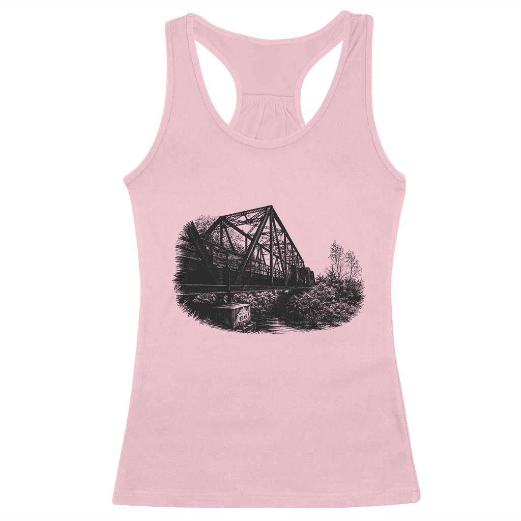 Mother Road Adventure Graphic Racerback Tank Top Vintage Route Highway 66 Bridge TS12 Light Pink Print Your Wear