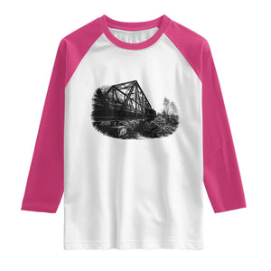 Mother Road Adventure Graphic Raglan Shirt Vintage Route Highway 66 Bridge TS12 White Heliconia Print Your Wear