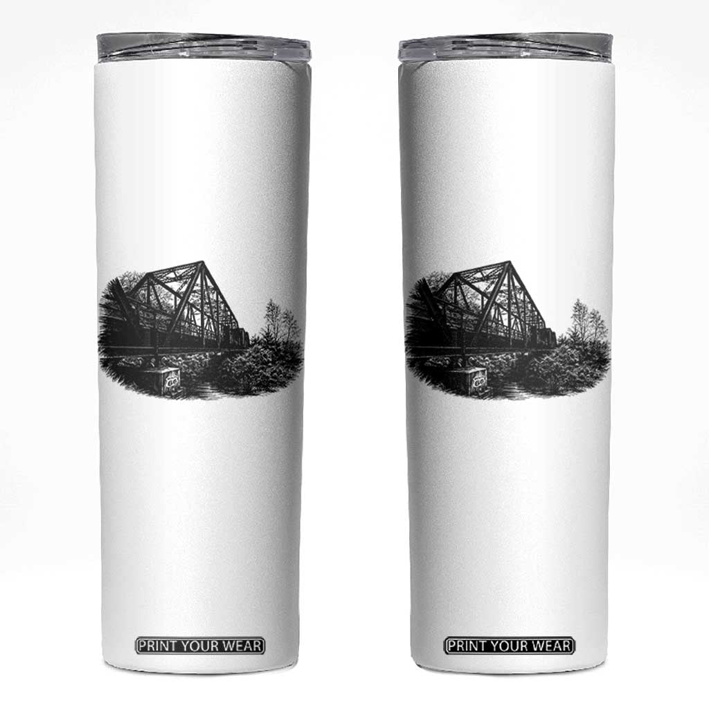 Mother Road Adventure Graphic Skinny Tumbler Vintage Route Highway 66 Bridge TS12 White Print Your Wear